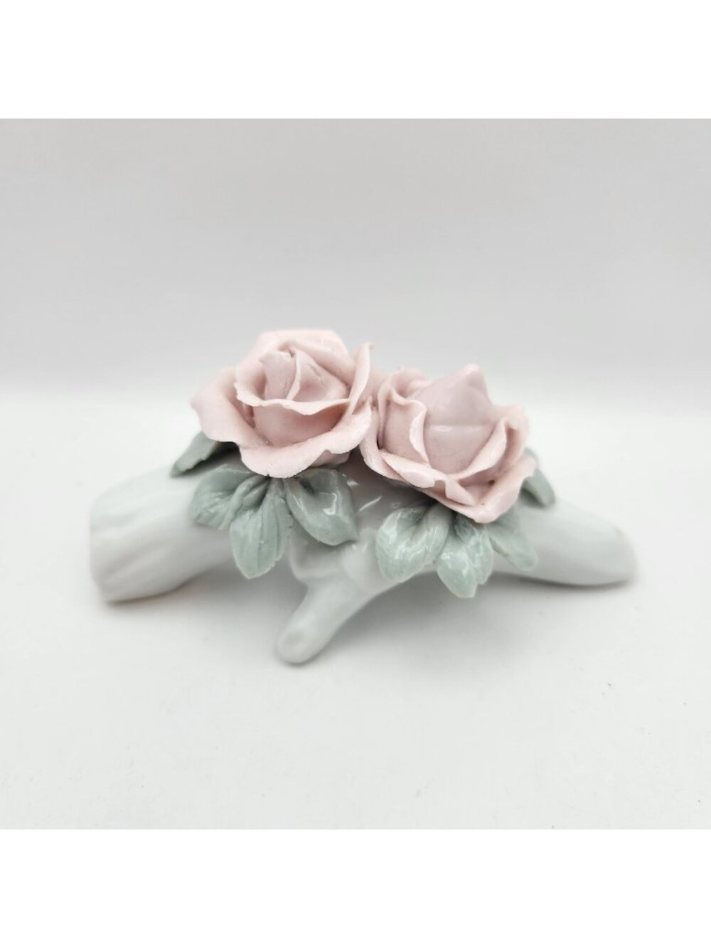 Vintage Porcelain Pair of Roses Decorative Floral Flowers Pastel Figurine Figure